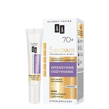 AA Technologia Wieku 5Repair Intensywne Odżywianie 70+, nawilżająco-odżywczy krem pod oczy, 15 ml