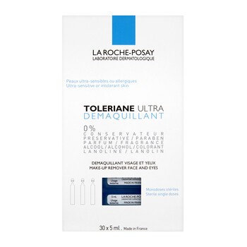 La Roche-Posay Toleriane Ultra, płyn do demakijażu twarzy i oczu w ampułkach dla bardzo wrażliwej skóry, 30 x 5 ml