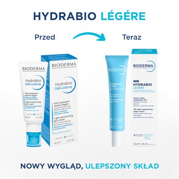 Bioderma Hydrabio Legere, lekki krem nawilżający z hialuronianem i niacynamidem, 40 ml
