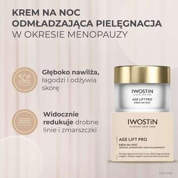 Iwostin Age Lift Pro, krem z ceramidami, aminokwasami i kwasem hialuronowym, na noc, 50 ml