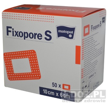 Fixopore S, opatrunek włókninowy, chłonny, jałowy, 10 x 6 cm, 50 szt.