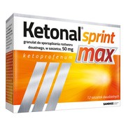 Ketonal Sprint Max, 50 mg, granulat do sporządzania roztworu doustnego, 12 saszetek https://azcdn.doz.pl/image/d/product/64b47956-scale-180x180.png