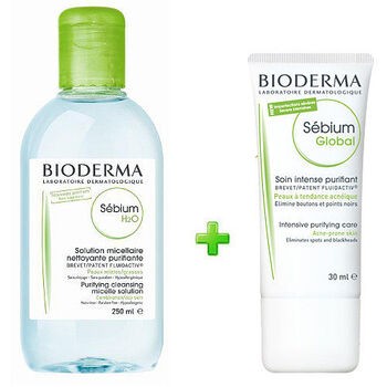 Zestaw Promocyjny Bioderma Sebium (płyn micelarny, 250 ml + krem Global, 30 ml GRATIS)