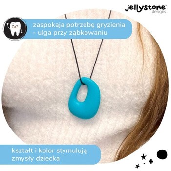 Jellystone Designs, silikonowy wisiorek-gryzak Kamyk, turkusowy, 1 szt.
