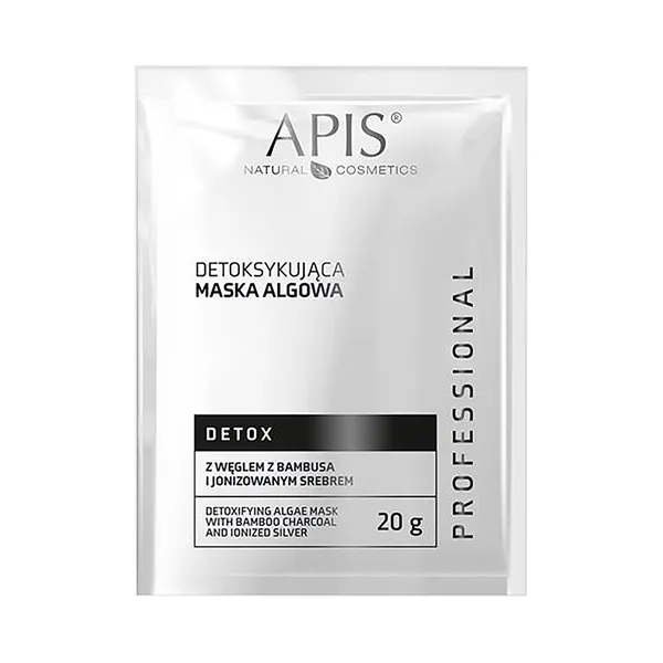 Maska algowa detoksykująca z węglem z bambusa i jonizowanym srebrem 20g [Apis] - Apis