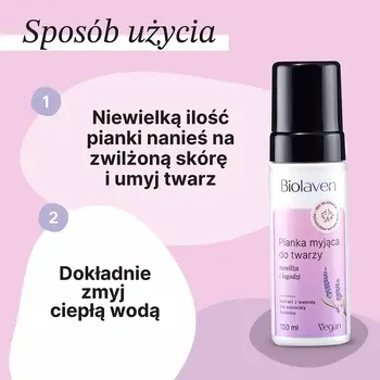 Biolaven Organic, pianka myjąca do twarzy, 150 ml