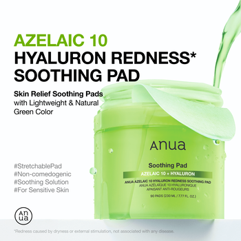 Anua Azelaic 10 + Hyaluron Redness Soothing, płatki tonizujące do twarzy, 90 szt.