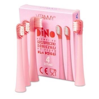 Vitammy Little Dino, końcówki do szczoteczki, pink, 4 szt.