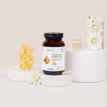 Aura Herbals Omega + Witamina D3 2000 IU + K2, kapsułki miękkie, 60 szt.