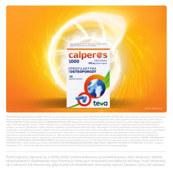 Calperos 1000, 400 mg jonów wapnia, kapsułki twarde, 100 szt.