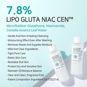 APLB Glutathione Niacinamide Cleansing Water, woda micelarna z gluatationem i niacynamidem, 160 ml