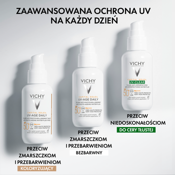 Vichy Capital Soleil, fluid koloryzujący przeciw fotostarzeniu się skóry SPF 50+, tinted, 40 ml
