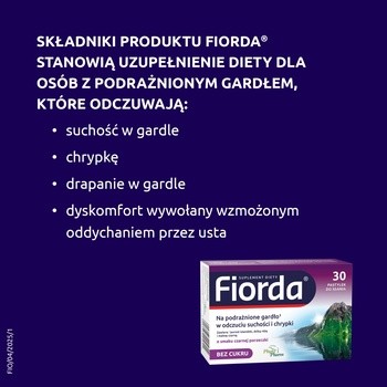 Fiorda, pastylki do ssania o smaku czarnej porzeczki, 30 szt.