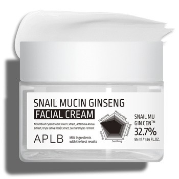 APLB Snail Mucin Ginseng Facial Cream, krem regenerujący do twarzy ze śluzem ślimaka i żeń-szeniem, 55 ml