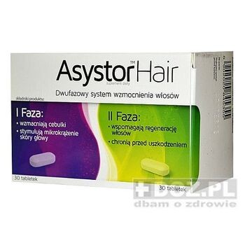 Asystor Hair, tabletki, dwufazowy system wzmacniający włosy, 30 szt+30 szt