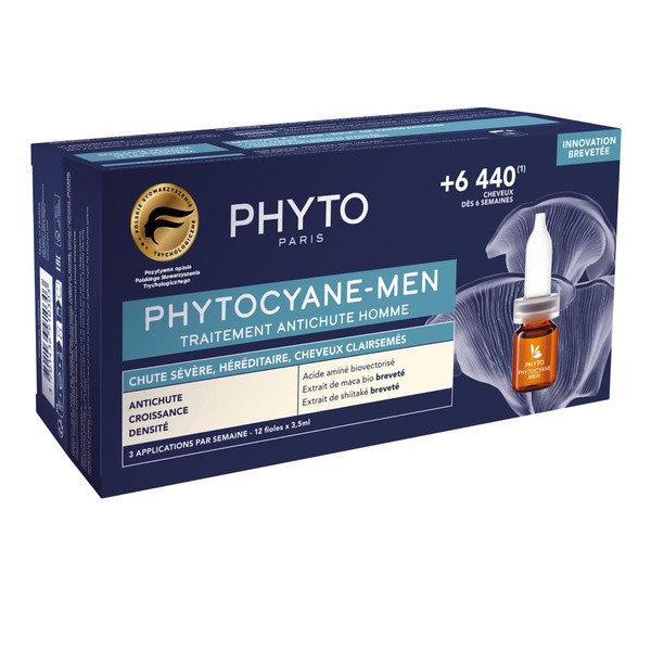 Phyto Phytocyane, kuracja przeciw wypadaniu włosów dla mężczyzn, 12 ampułek