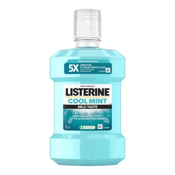 Listerine Cool Mint, płyn do płukania jamy ustnej, łagodny smak mięty, 1 l