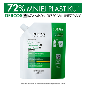 Zestaw Dercos DS, szampon przeciwłupieżowy, włosy suche, 390 ml + opakowanie uzupełniające, 390 ml