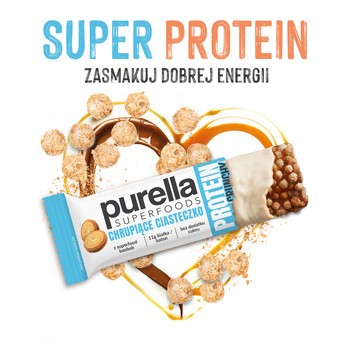 Purella Superfoods, Chrupiące ciasteczko, baton proteinowy, 45 g