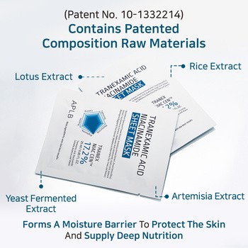 APLB Tranexamic Acid Niacinamide Sheet Mask, rozjaśniająca maska w płachcie z kwasem traneksamowym i niacynamidem, 25 ml
