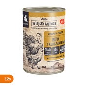 Zestaw 12 x	Wiejska Zagroda Indyk z kurczakiem, karma mokra dla kociąt, 400 g