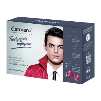 Zestaw Promocyjny Dermena Men, szampon, 200 ml + nawilżający krem kojący po goleniu, 50 ml + łagodzący żel do mycia twarzy, 150 ml GRATIS