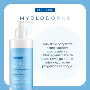 Sylveco Pure Line, nawilżająco-łagodzące mydło do rąk, płyn, 300 ml