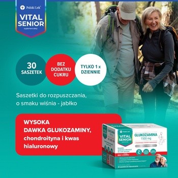 Vital Senior Glukozamina 1500 mg, saszetki z proszkiem, smak wiśnia - jabłko, 30 szt.