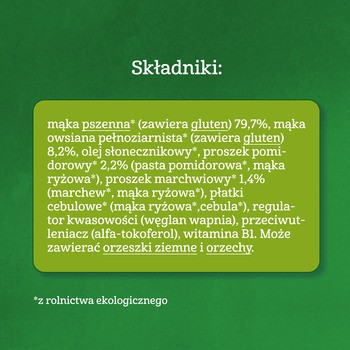 Gerber Organic, chrupki pszenno-owsiane pomidor, marchewka, 10 m+, 35 g