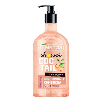 Bielenda Shower Coctail, odświeżający żel pod prysznic, Brzoskwinia + Kambucha, 400 ml