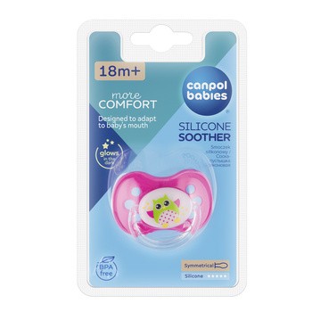 Canpol Babies, smoczek uspokajający silikonowy symetryczny, Sówki, 18 m+, 1 szt.