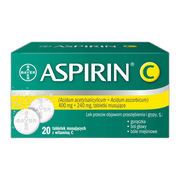 Aspirin C, 400 mg + 240 mg, tabletki musujące, 20 szt.