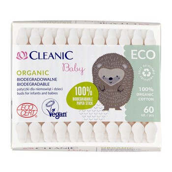Cleanic Eco Baby patyczki higeniczne dla niemowląt i dzieci, 60 szt.