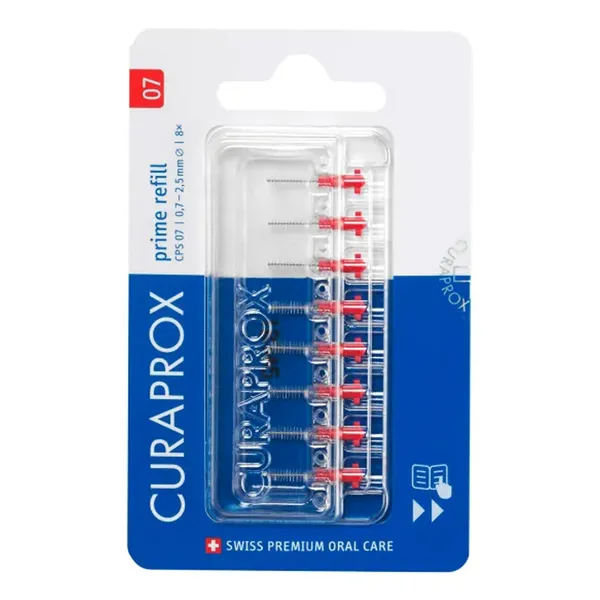 Межзубные ёршики Curaprox CPS 07 Prime Refill, 2,4 мм, сменные, красные, 8 шт