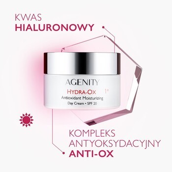 Zestaw Agenity HYDRA-OX 1º Nawilżenie, krem na dzień, 50 ml + krem na noc, 25 ml + kosmetyczka