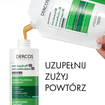 Vichy Dercos DS, szampon przeciwłupieżowy, włosy normalne i przetłuszczające się, opakowanie uzupełniające, 390 ml