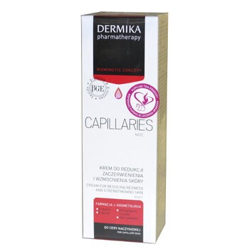 Dermika Capillaries, krem redukujący zaczerwienienia, wzmacnia skórę, na noc, 50 ml