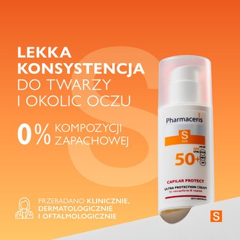 Pharmaceris S Capilar Protect, krem ochronny dla skóry naczynkowej i z trądzikiem różowatym SPF 50+, 50 ml