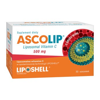 Ascolip Liposomalna witamina C 500 mg, smak wiśni, saszetki, 30 szt.
