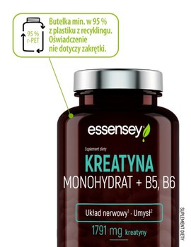 Essensey Kreatyna Monohydrat + B5, B6, kapsułki, 90 szt.