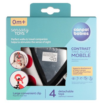 Canpol Babies Sensory Toys, kontrastowa karuzelka podróżna do wózka/fotelika, 1 szt.