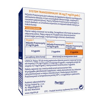Niquitin przezroczysty, 7 mg/24 h, system transdermalny 36 mg, stopień 3, plastry, 7 szt.