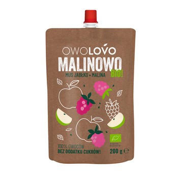 Owolovo Malinowo Bio, mus jabłko-malina, 200 g