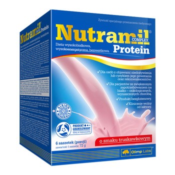 Olimp Nutramil Complex Protein, smak truskawkowy, 6 saszetek
