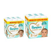 Zestaw Pampers Premium Care 7, (15+ kg), 99 szt. + 3, (6-10kg), 180 szt.