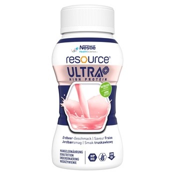 Resource Ultra+, płyn, smak truskawkowy, 125 ml x 4