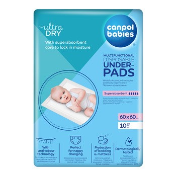 Canpol Babies, wielofunkcyjne podkłady higieniczne, 60 cm x 60 cm, 10 szt.