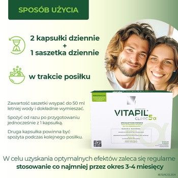 Vitapil Clinic 5a, kapsułki, 60 szt. + saszetki z proszkiem, smak ananasowy, 30 szt.