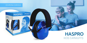 Haspro Kids Earmuffs, nauszniki ochronne dla dzieci i młodzieży, niebieskie, 1 szt.