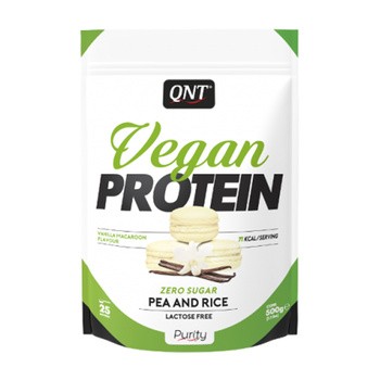 QNT Vegan Protein, proszek, smak makaroniki waniliowe, 500 g